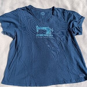 Machine Navy Blue Graphic V‑Neck Tee